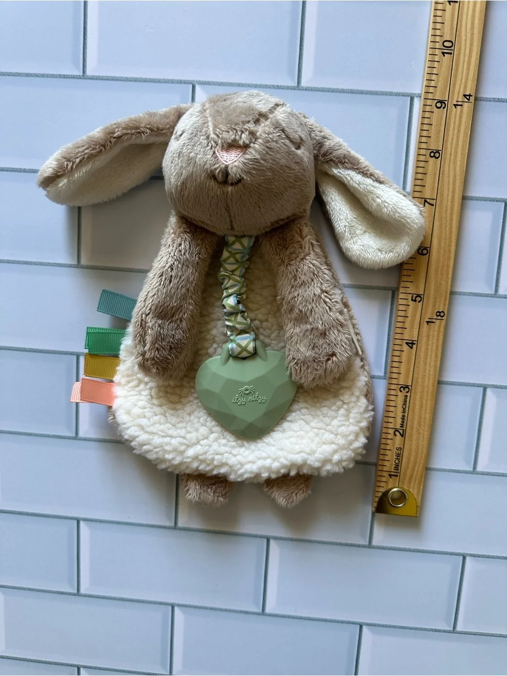 Itsy Ritzy Plush Bunny Comforter with Mint Teether